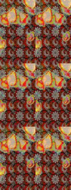 Küçük çiçekteki sevimli çiçek deseni. Gri ve kırmızı renkte yaz çiçekleri. Raster deseni. Raster illüstrasyonu.