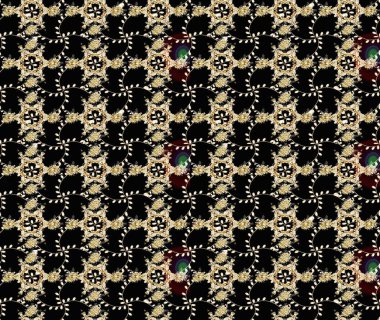 Siyah arka planda. Tekstil, kumaş, ambalaj, hatıra defteri için hoş bir çiçek arkaplanı. Çocuksu tasarım. Elle çizilmiş karalama çiçekleri ile Raster çizim deseni.