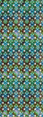 Raster. Yeşil renkte güzel çiçekler, suluboya desenli eskiz deseni, duvar kağıdı, kart veya kumaş için fayanslı..