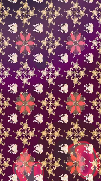 Mor renkli çiçekler. Düz Çiçek Elementleri Tasarımı. Sevimli çiçek raster deseni. Renkli Bahar Teması çizim şablonu.