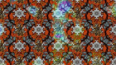 Çiçekli karalama şeklinde Raster çiçek deseni. Raster illüstrasyonu. Nazikçe, yaz çiçekleri kahverengi renklerde.