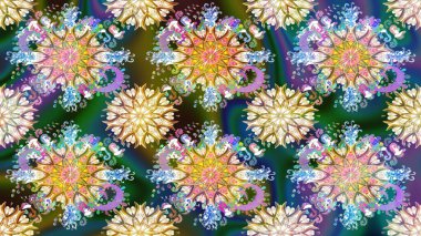 Çiçekli el, pürüzsüz desen çizmiş. Modern gelişim mavi ve nötr raster arkaplan duvar kağıdı resimleme klasik çizgili iz sürme desenli çiçekler, çiçekli süsler.