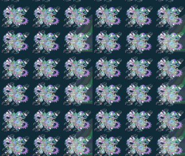 Modern stil dokusu. Çiçek desenli raster, mavi çizgi grafik deseni soyut raster arkaplan.