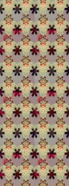 Raster illüstrasyonundaki çiçek desenli çizim. Süslü kumaş deseni. Düz Çiçek Elementleri Tasarımı. Renkli Bahar Teması çizim şablonu.