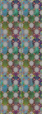 Tekstil tasarımı için yeşil renkli geleneksel halk çiçekleri buketi. Çiçeksiz desenli nakış işlemeli gelincikler ve vadi zambaklarıyla.