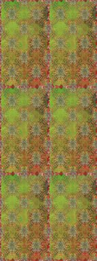 Raster illüstrasyonu. Yeşil ve kahverengi renklerde. Çiçekli güzel suluboya desen.