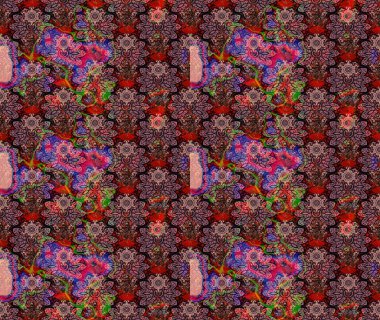 Arkaplan dokusu, duvar kağıdı, pembe renkli çiçek teması. Soyut etnik raster çizim kalıbı. Kabile sanatı boho baskısı, klasik çiçek arkaplanı.