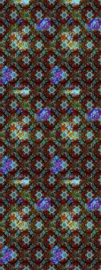 Moda baskıları için zarif bir şablon. Parlak renkli çiçekleri ve kahverengi ve mavi renkli yaprakları olan harika bir çiçek deseni. Halk tarzı. Modern çiçek arkaplanı.