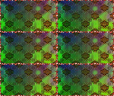 Düz Çiçek Elementleri Tasarımı. Yeşil ve kahverengi renkli şirin çiçek desenleri. Renkli Bahar Temalı Kusursuz Arkaplan. Raster Modaya uygun kumaş deseni.