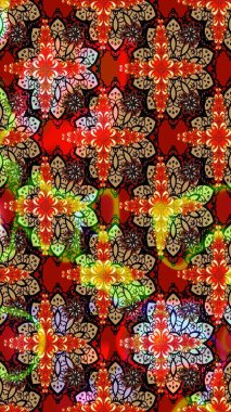 Raster illüstrasyonu. Raster deseni. Küçük çiçekteki sevimli çiçek deseni. Nazikçe, yaz çiçekleri kırmızı ve siyah renklerde.