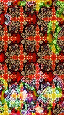 Tatil havası. Raster güzel bir çiçek deseni çizmiş. Kırmızı ve siyah renkte çiçekler. Bahar mevsimi. Nazik romantik baskı.