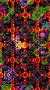 Raster illüstrasyonundaki çiçek desenli çizim. Kahverengi ve siyah renkte çiçekler.