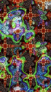 Kahverengi ve yeşil renklerde. Kahverengi ve yeşil renkte kahverengi ve yeşil papatya deseni. Raster illüstrasyonu.