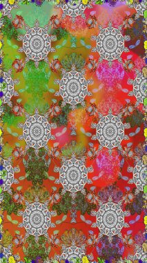 Tişörtsüz arka plan deseni. Tropik çiçekler. Gri ve kahverengi renkte çiçekler.