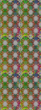 Kahverengi ve yeşil renklerde parlak çiçekli halı ile kusursuz desen..