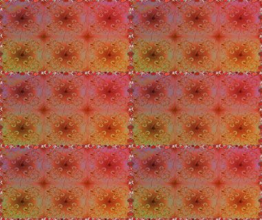 Çiçekli karalama şeklinde Raster çiçek deseni. Yumuşak, yaz çiçekli arka plan. Kahverengi ve turuncu renkte çiçekler.