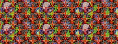 Raster illüstrasyonundaki çiçek desenli çizim. Kırmızı ve kahverengi renkte çiçekler.