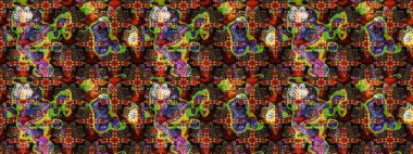 Nazik, narin çiçek arkaplanı. Çiçekli karalama şeklinde Raster çiçek deseni. Kahverengi ve siyah renkte çiçekler.