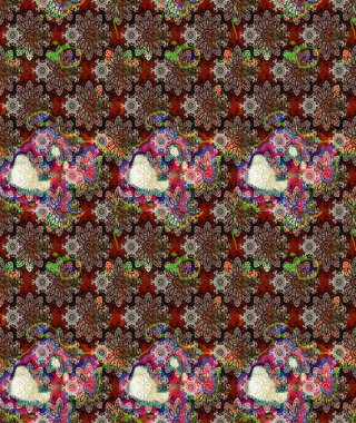 Küçük kahverengi çiçeklerdeki oldukça eski bir besin torbası deseni. Tekstil, kumaş, kapaklar, duvar kağıtları, baskı, paket, koleksiyon defteri, örgü, dekupaj için çiçek arkaplanı..