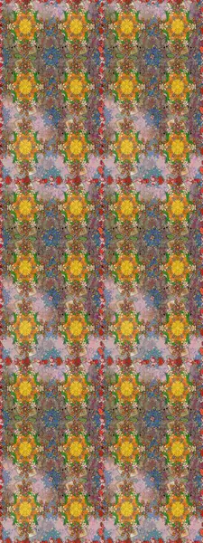 Çiçek desenli çizim. Raster illüstrasyonu. Asya tekstil tarzında. Raster illüstrasyonu. Kahverengi renkte çiçekler.