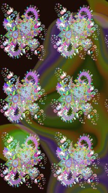 Raster illüstrasyonu. Yeşil renkli çiçekler. Çizim çiçek deseni duvar kağıdı için kullanılabilir.