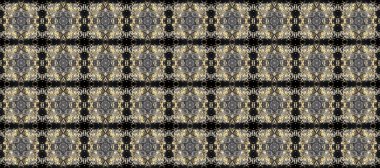 Raster illüstrasyonu. Doğum günü kartı, davetiye ya da afiş için iyidir. Kusursuz ortaçağ çiçek deseni. Dekoratif simetri arabesk. Gri, bej ve kahverengi üzerine altın.