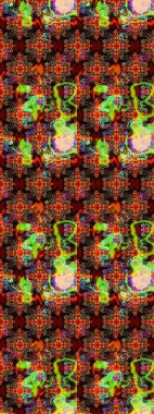 Suluboya çiçekli çiçek deseni. Raster illüstrasyonu. Kahverengi ve siyah renkli Asyalı tekstil.