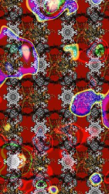 Çiçekli karalama şeklinde Raster çiçek deseni. Nazik, sevimli çiçek arkaplanı. Kırmızı ve gri renkte çiçekler.