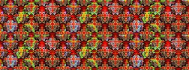 Kırmızı ve siyah renkte çiçek çizimi. Çiçek deseni. Şatafatlı bahar bahçesi dokusu. Kırmızı ve siyah renkte çiçekler. Raster illüstrasyonu.