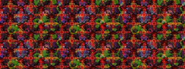 Kahverengi ve siyah renkte etnik çiçeklerle süslenmiş zarif bir eskiz şekli. Raster Çiçek İllüstrasyon Şirin Tekstil.