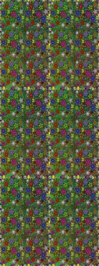 Şatafatlı bahar bahçesi dokusu. Raster illüstrasyonu. Çiçek deseni. Yeşil ve kahverengi renklerde çiçeksiz. Yeşil ve kahverengi renkte çiçekler.