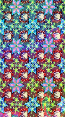 Raster illüstrasyonundaki çiçek desenli çizim. Mavi renkli çiçekler. Renkli Bahar Teması eskiz kalıbı. Düz Çiçek Elementleri Tasarımı.