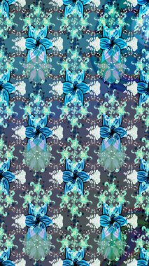 Mavi renkli çiçekler. Çiçek deseni. Raster illüstrasyonu. Mavi renkte çiçek çizimi. Şatafatlı bahar bahçesi dokusu.