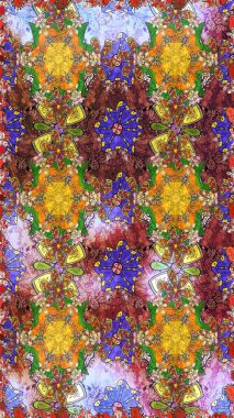 Çiçekli, yapraklı, çiçek desenli eskiz. El çizimi. Raster illüstrasyonu.