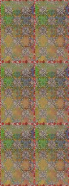 Çok renkli ve kahverengi zarif küçük çiçekler ve bej ve kahverengi renkli komik böcekler, raster desen, illüstrasyon.