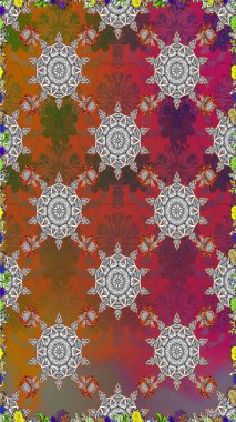 Cute floral pattern in the small flower. Abstract seamless pattern on brown and gray colors with bright flowers. Elegant raster texture with floral elements.