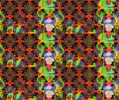 Retro tekstil tasarım koleksiyonu. 1950-1960 motifleri. El çizimi çiçek unsurları olan soyut çizim raster deseni. Siyah üstüne siyah. Çiçekli ipek eşarp..