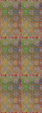 Çok renkli ve kahverengi zarif küçük çiçekler ve bej ve kahverengi renkli komik böcekler, raster desen, illüstrasyon.