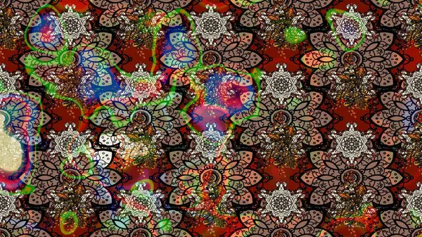 Raster illüstrasyonundaki çiçek desenli çizim. Kahverengi renkli çiçekler. Renkli Bahar Teması eskiz kalıbı. Düz Çiçek Elementleri Tasarımı.