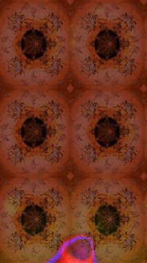 Çiçeksel kahverengi ve kırmızı çizim deseni. Raster çiçek izi. Klasik taslak çizimi. Raster Yumuşak kumaş deseni.