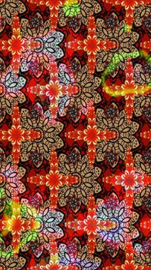 Şirin çiçekler. Çizgi çizimi kalıbı. Raster Moda kumaş deseni.