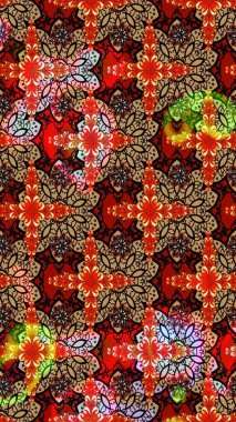 Hediye ambalaj kağıdı, tebrik kartları, posterler ve pankart tasarımı. Raster düz çiçek çizim deseni. Kırmızı ve siyah renkte çiçekler.