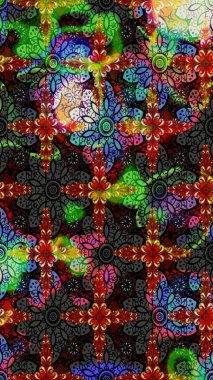 Raster çiçek desenli çiçek deseni, yapraklar, dekoratif elementler, sıçrama, lekeler, el çizimi kontur çizgileri ve Doodle çizim stili, grafik raster çizim çizimi.