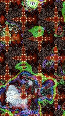 Elle çizilmiş çiçek desenli Raster çizimi. Kahverengi ve siyah arka planda. Tekstil, kumaş, ambalaj, hatıra defteri için hoş bir çiçek arkaplanı. Çocuksu tasarım.