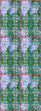 Raster illüstrasyonu. Yeşil ve mavi renkli yeşil ve mavi papatya deseni. Yeşil ve mavi renklerde.