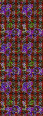 Vadinin çiçekleri kahverengi, kırmızı ve yeşil renklerde. Raster çiçek desenleri çiziyor..