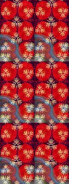 Kibarca, kırmızı renkte bahar çiçekleri. Yaprak ve çiçeklerin suluboya resimleri, kırmızı renklerde çizimler. Raster illüstrasyonu.