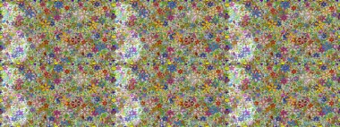 Raster illüstrasyonu. Raster illüstrasyonunda kusursuz çiçek deseni. Tarafsız ve yeşil renklerde. Güzel kumaş deseni.