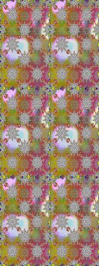 Kusursuz bir arka plan modeli. Yapraklı çiçekler ve kır ve doğal renklerde papatya çiçekleri. Raster - stok.