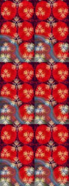 Kibarca, kırmızı renkte bahar çiçekleri. Yaprak ve çiçeklerin suluboya resimleri, kırmızı renklerde çizimler. Raster illüstrasyonu.